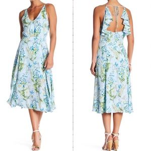 Spring Blue dress Adelyn Rae L Floral Ruffle Halter A-Line dress